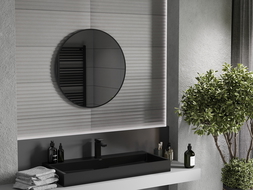 Mexen Loft kerek fürdőszobai tükör, 70 cm, fekete keret - 9850-070-070-000-70