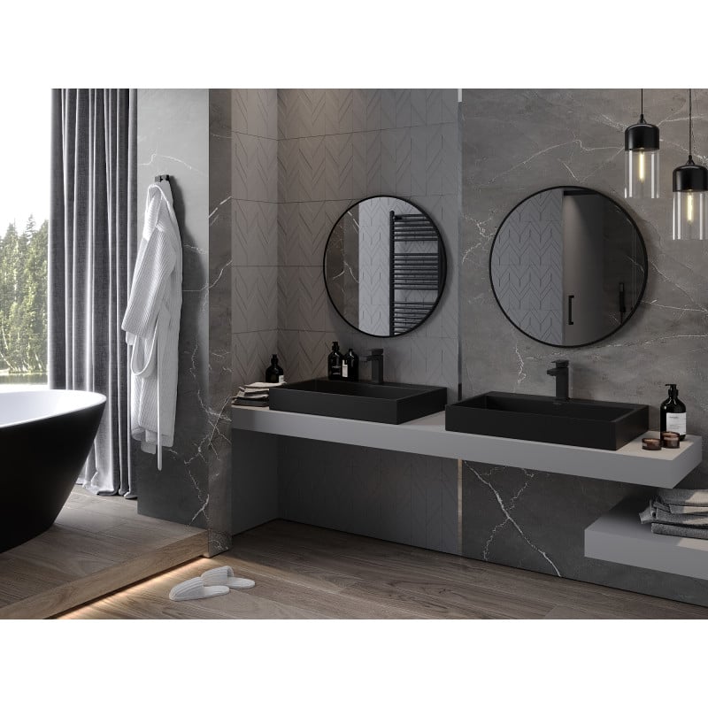 Mexen Loft oglindă baie rotundă 70 cm, ramă neagră - 9850-070-070-000-70