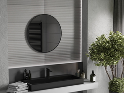 Mexen Loft kör alakú fürdőszobai tükör, 75 cm, fekete keret - 9850-075-075-000-70