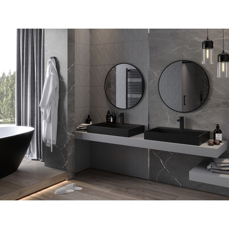 Mexen Loft oglindă rotundă pentru baie 75 cm, ramă neagră - 9850-075-075-000-70