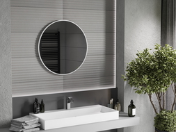 Mexen Loft fürdőszobai kerek tükör 70 cm, fehér keret - 9850-070-070-000-20
