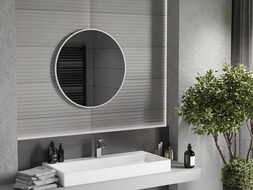 Mexen Loft kerek fürdőszobai tükör 70 cm, fehér keret - 9850-070-070-000-20