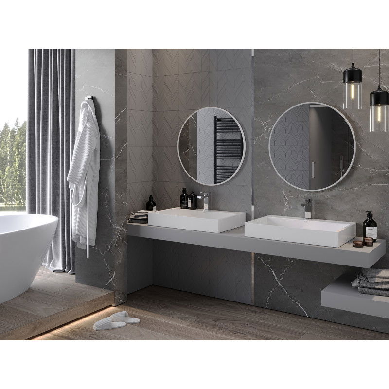 Mexen Loft kerek fürdőszobai tükör 70 cm, fehér keret - 9850-070-070-000-20