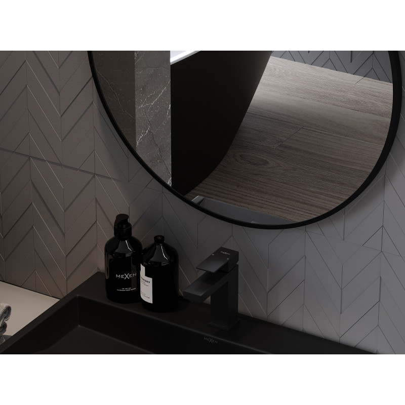 Mexen Loft oglindă de baie rotundă 50 cm, ramă neagră - 9850-050-050-000-70