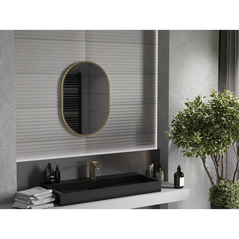 Mexen Loft oglindă de baie ovală 70 x 50 cm, ramă aurie - 9851-070-050-000-50