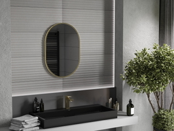 Mexen Loft ovális fürdőszobai tükör 70 x 50 cm, arany keretben - 9851-070-050-000-50
