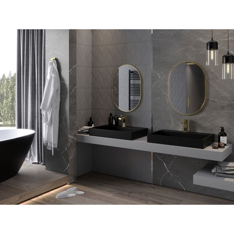 Mexen Loft oglindă pentru baie ovală 70 x 50 cm, cadru auriu - 9851-070-050-000-50