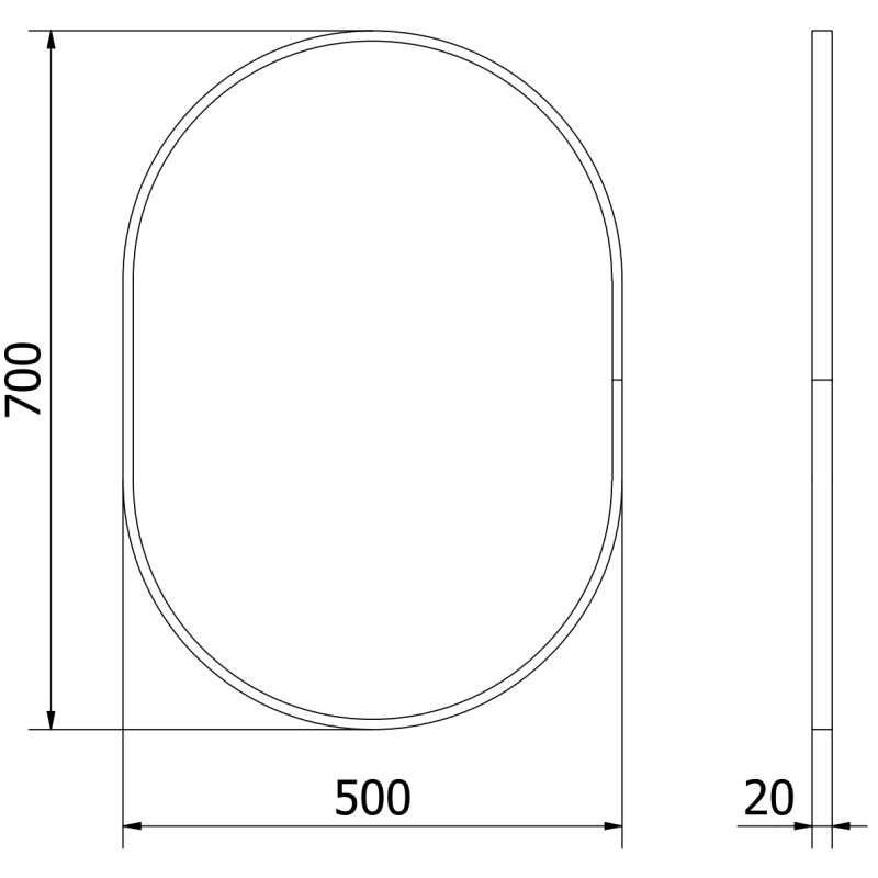 Mexen Loft ovális fürdőszobai tükör 70 x 50 cm, arany keret - 9851-070-050-000-50