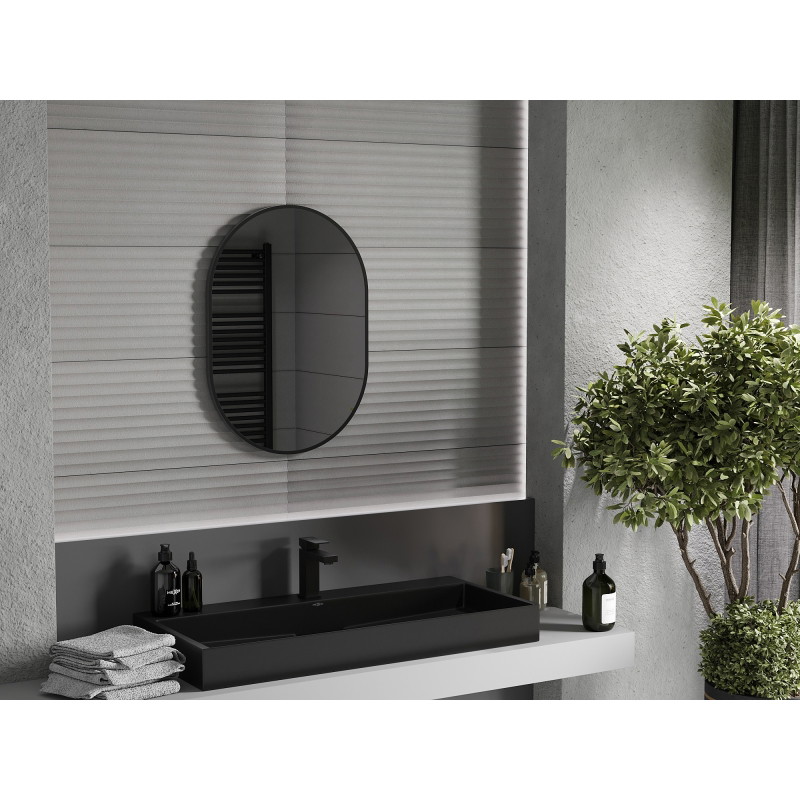 Mexen Loft oglindă baie ovală 70 x 50 cm, ramă neagră - 9851-070-050-000-70