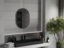 Oglindă baie ovală Mexen Loft 70 x 50 cm, ramă neagră - 9851-070-050-000-70