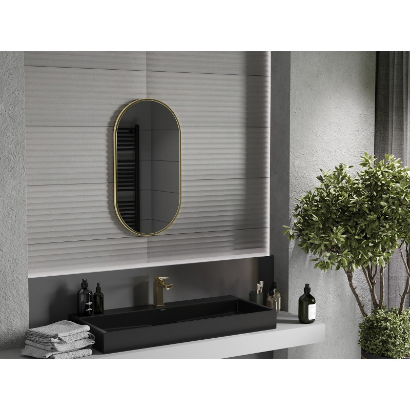 Mexen Loft oglindă baie ovală 75 x 40 cm, ramă aurie - 9851-075-040-000-50