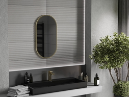 Mexen Loft oglindă baie ovală 75 x 40 cm, ramă aurie - 9851-075-040-000-50