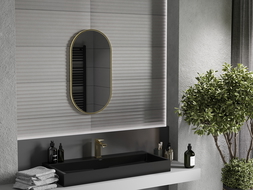 Mexen Loft ovális fürdőszobai tükör 75 x 40 cm, arany kerettel - 9851-075-040-000-50