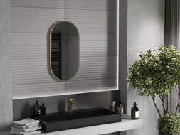 Oglindă de baie ovală Mexen Loft 75 x 40 cm, ramă aurie - 9851-075-040-000-50