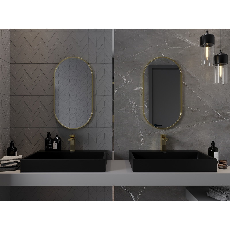 Mexen Loft oglindă baie ovală 75 x 40 cm, ramă aurie - 9851-075-040-000-50