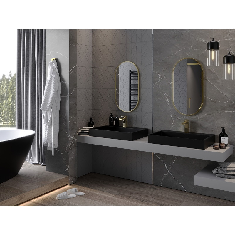 Mexen Loft oglindă baie ovală 75 x 40 cm, ramă aurie - 9851-075-040-000-50