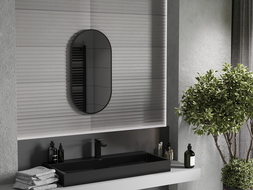Oglindă Mexen Loft baie ovală 75 x 40 cm, ramă neagră - 9851-075-040-000-70