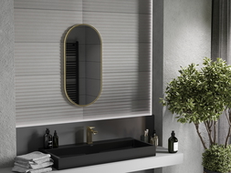 Mexen Loft oglindă baie ovală 80 x 40 cm, ramă aurie - 9851-080-040-000-50