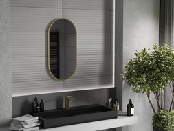 Mexen Loft ovális fürdőszobai tükör 80 x 40 cm, arany kerettel - 9851-080-040-000-50