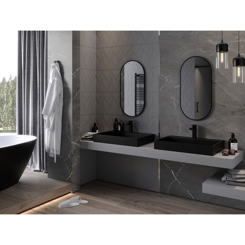Mexen Loft oglindă de baie ovală 80 x 40 cm, ramă neagră - 9851-080-040-000-70