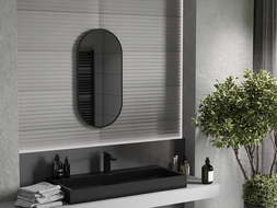 Oglindă pentru baie Mexen Loft, ovală, 80 x 40 cm, ramă neagră - 9851-080-040-000-70