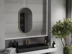 Mexen Loft ovális fürdőszobai tükör 80 x 45 cm, arany keret - 9851-080-045-000-50