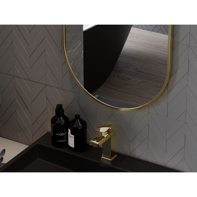 Mexen Loft oglindă de baie ovală 80 x 45 cm, ramă aurie - 9851-080-045-000-50