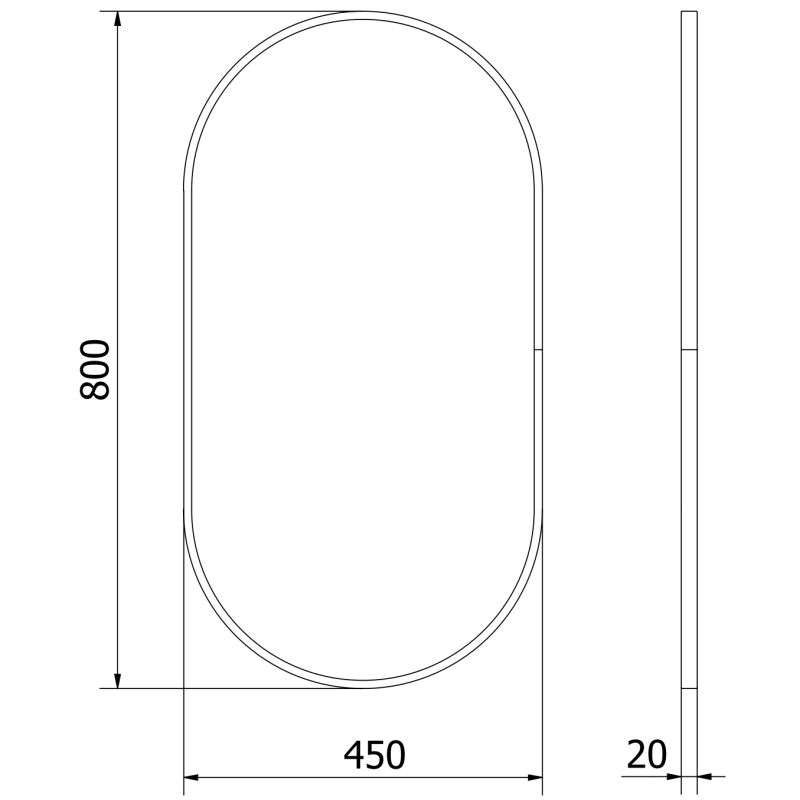 Mexen Loft oglindă de baie ovală 80 x 45 cm, ramă neagră - 9851-080-045-000-70
