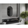 Mexen Loft 80 x 45 cm-es ovális fürdőszobai tükör, fekete keret - 9851-080-045-000-70