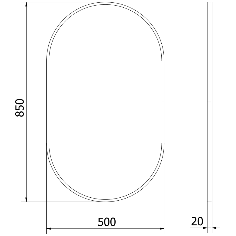Mexen Loft oglindă de baie ovală 85 x 50 cm, ramă neagră - 9851-085-050-000-70