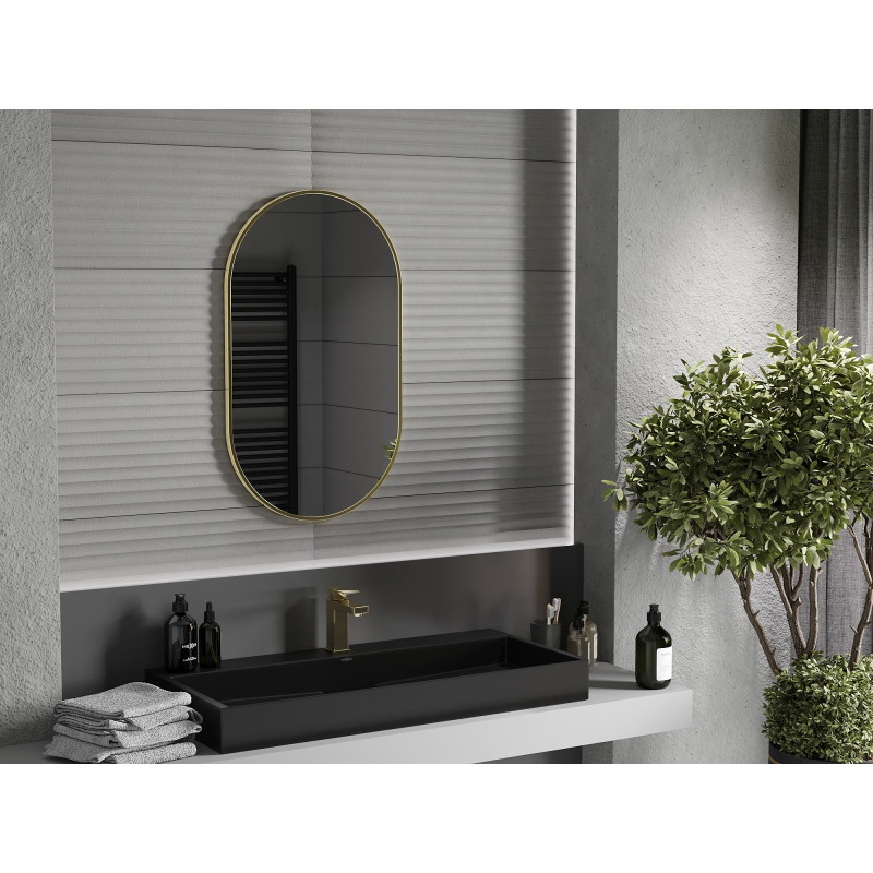 Mexen Loft ovális fürdőszobai tükör 85 x 50 cm, arany kerettel - 9851-085-050-000-50