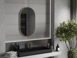 Mexen Loft ovális fürdőszobai tükör 85 x 50 cm, arany keret - 9851-085-050-000-50