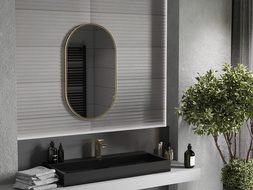 Oglindă baie ovală Mexen Loft 85 x 50 cm, ramă aurie - 9851-085-050-000-50