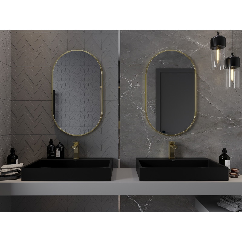 Mexen Loft ovális fürdőszobai tükör 85 x 50 cm, arany kerettel - 9851-085-050-000-50