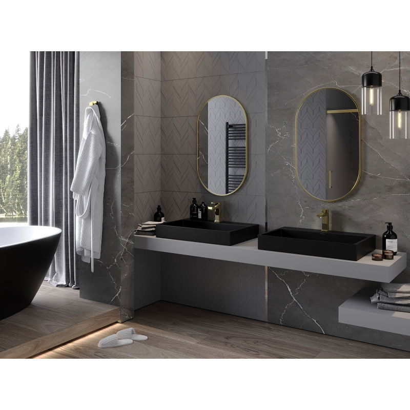 Mexen Loft ovális fürdőszobai tükör 85 x 50 cm, arany keret - 9851-085-050-000-50