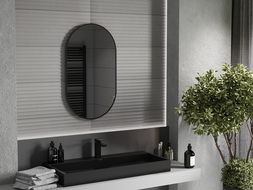 Oglindă de baie ovală Mexen Loft 85 x 50 cm, cadru negru - 9851-085-050-000-70