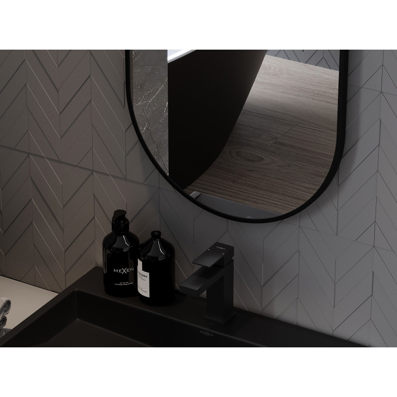 Mexen Loft ovális fürdőszobai tükör 90 x 45 cm, fekete keret - 9851-090-045-000-70