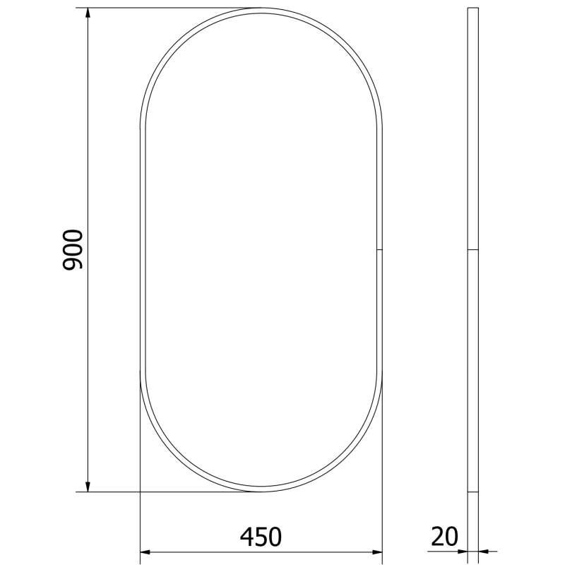 Mexen Loft oglindă baie ovală 90 x 45 cm, ramă neagră - 9851-090-045-000-70