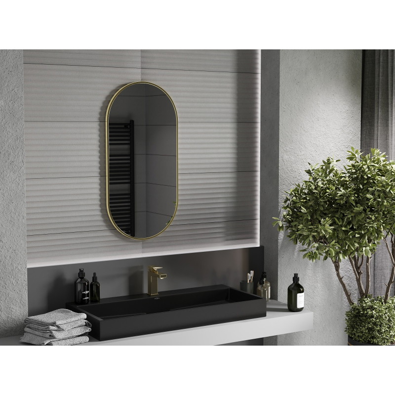 Mexen Loft oglindă de baie ovală 90 x 45 cm, ramă aurie - 9851-090-045-000-50