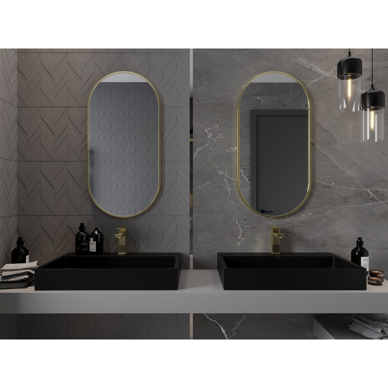 Mexen Loft oglindă ovală de baie 90 x 45 cm, ramă aurie - 9851-090-045-000-50