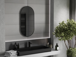 Oglindă ovală baie Mexen Loft 90 x 45 cm, ramă neagră - 9851-090-045-000-70