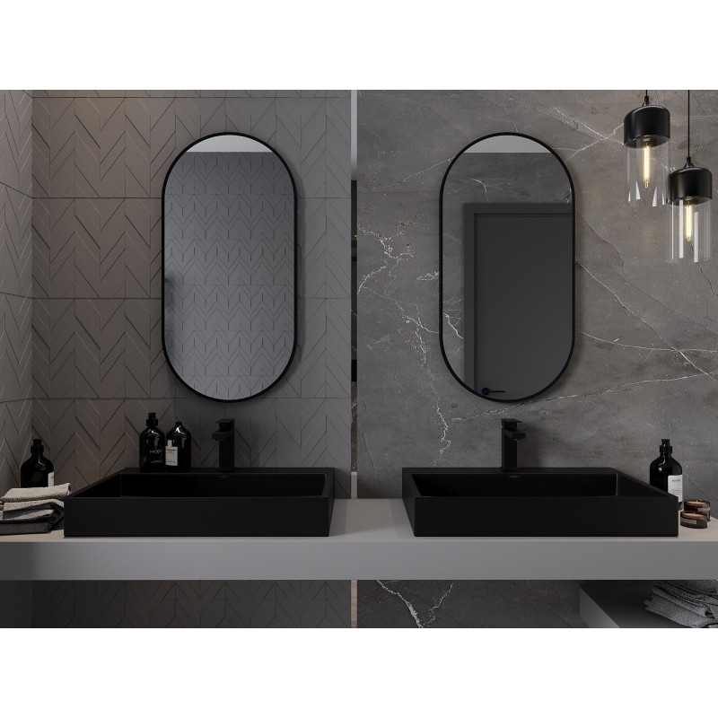 Mexen Loft oglindă de baie ovală 90 x 45 cm, ramă neagră - 9851-090-045-000-70