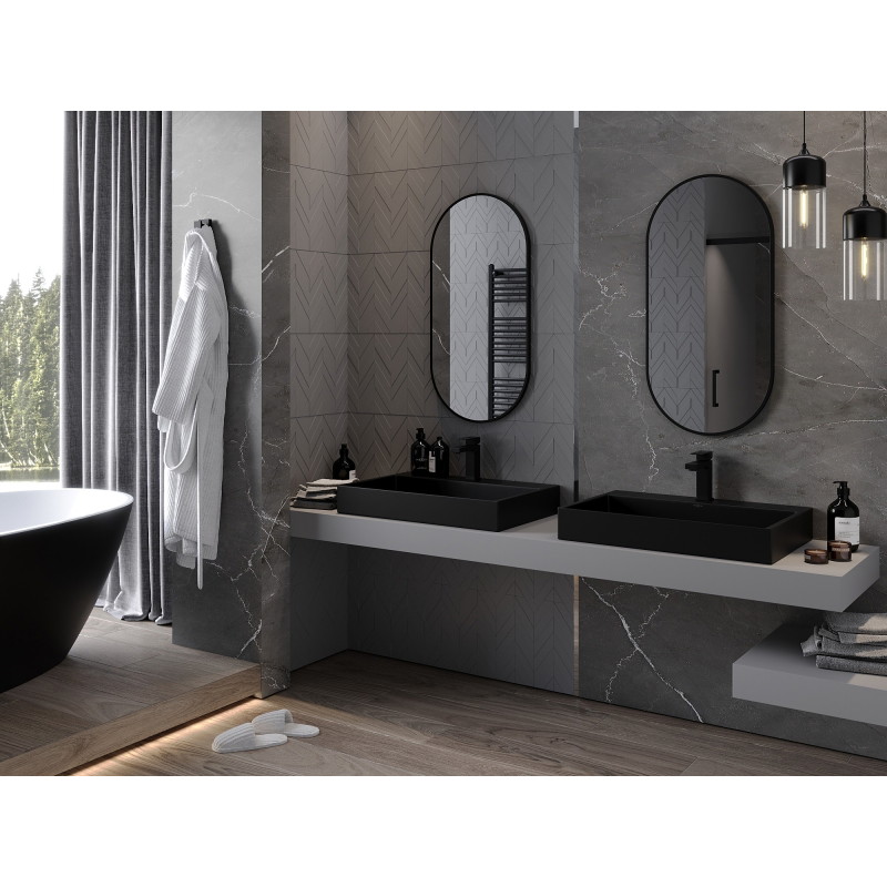 Mexen Loft oglindă de baie ovală 90 x 45 cm, ramă neagră - 9851-090-045-000-70