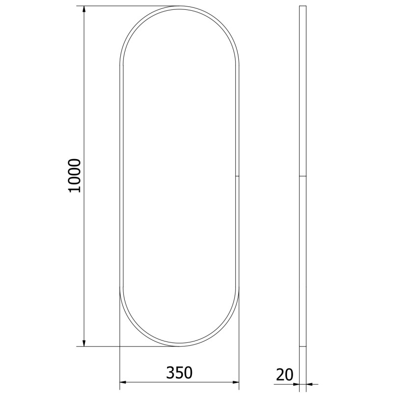 Mexen Loft ovális fürdőszobai tükör 100 x 35 cm, arany keret - 9851-100-035-000-50