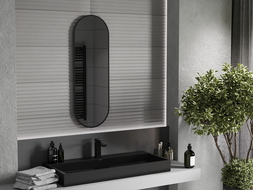 Oglindă de baie Mexen Loft ovală 100 x 35 cm, ramă neagră - 9851-100-035-000-70