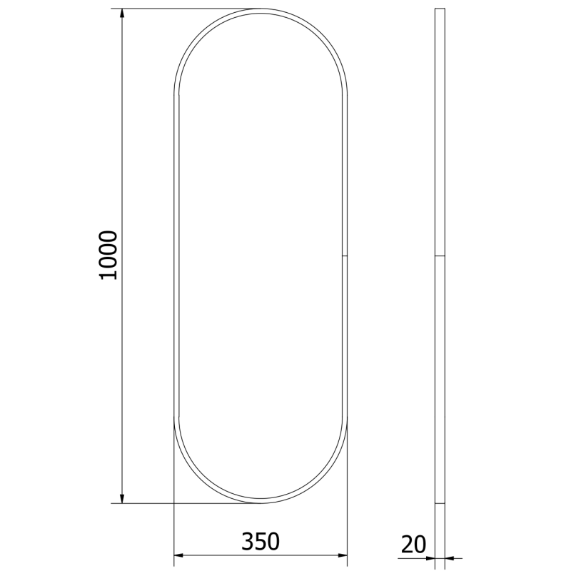 Mexen Loft oglindă baie ovală 100 x 35 cm, cadru negru - 9851-100-035-000-70