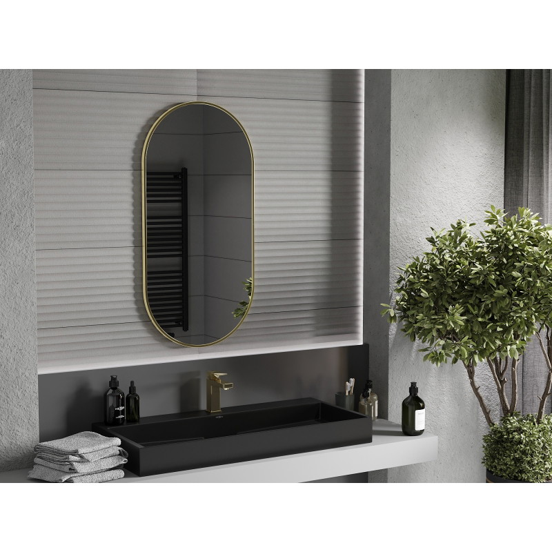 Mexen Loft oglindă ovală pentru baie 100 x 50 cm, ramă aurie - 9851-100-050-000-50