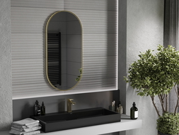 Mexen Loft fürdőszobai ovális tükör 100 x 50 cm, arany keret - 9851-100-050-000-50