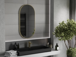 Mexen Loft oglindă ovală pentru baie 100 x 50 cm, ramă aurie - 9851-100-050-000-50