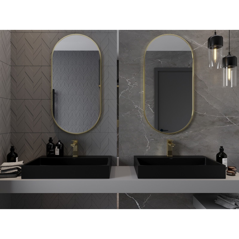 Mexen Loft ovális fürdőszobai tükör 100 x 50 cm, arany kerettel - 9851-100-050-000-50